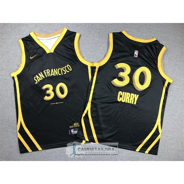 Camiseta Nino Golden State Warriors Stephen Curry NO 30 Ciudad 2023-24 Negro
